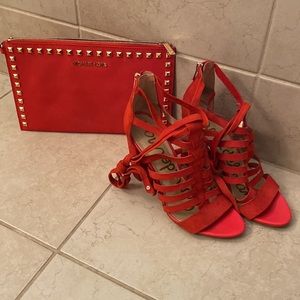 Sam Edelman Red/Orange Lace up heels